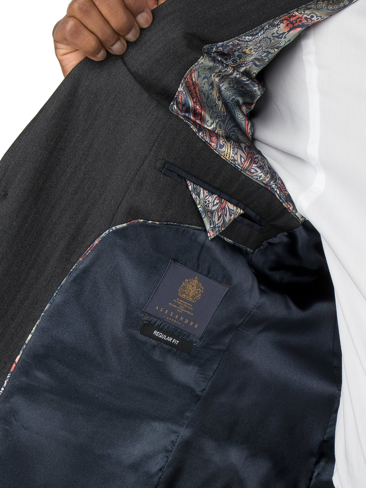 Charcoal Herringbone Regular Fit Suit