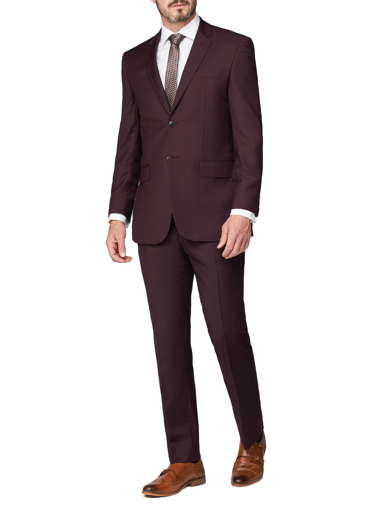 Silver Label Burgundy Twill Tailored Fit Suit