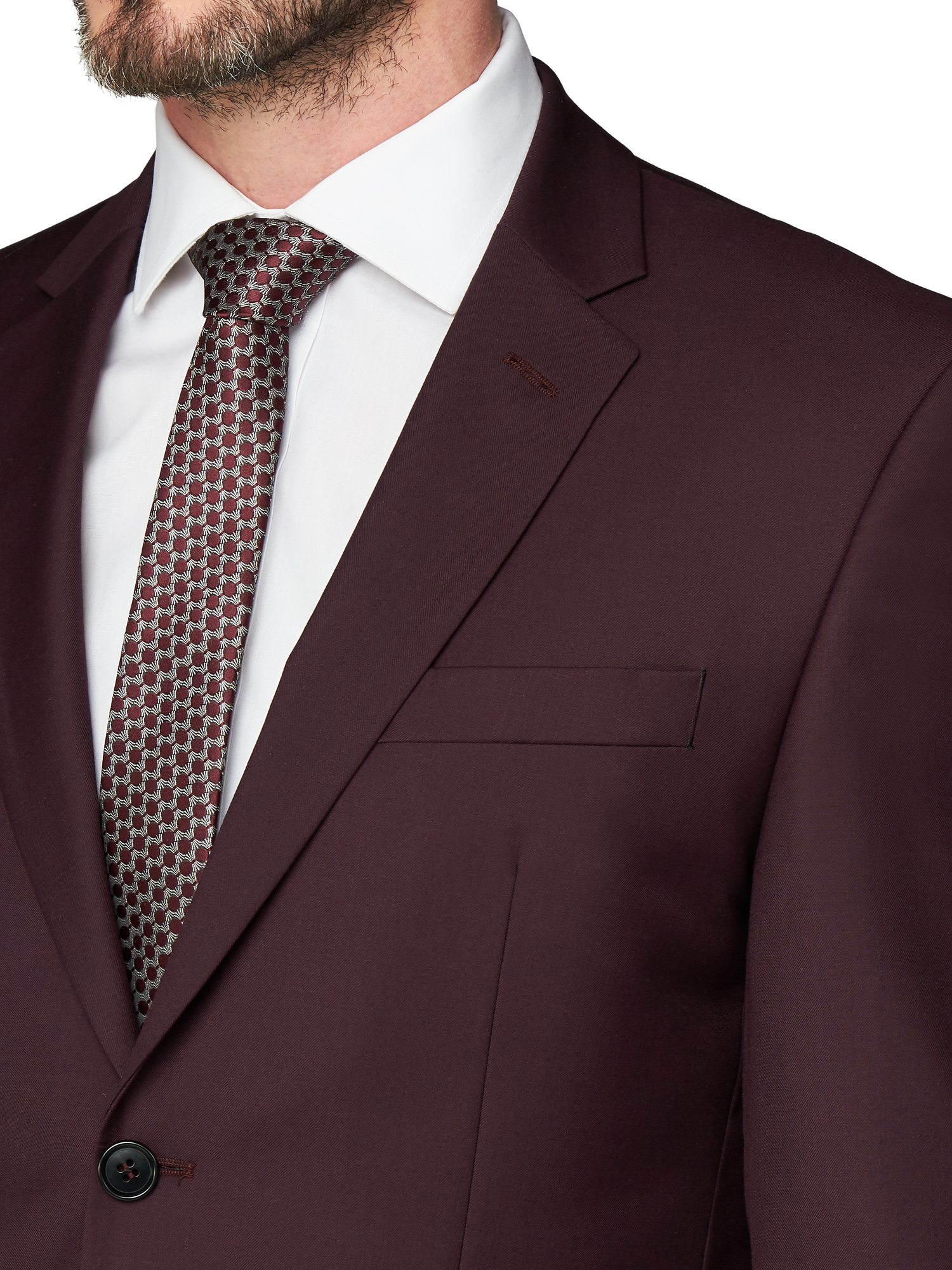 Silver Label Burgundy Twill Tailored Fit Suit