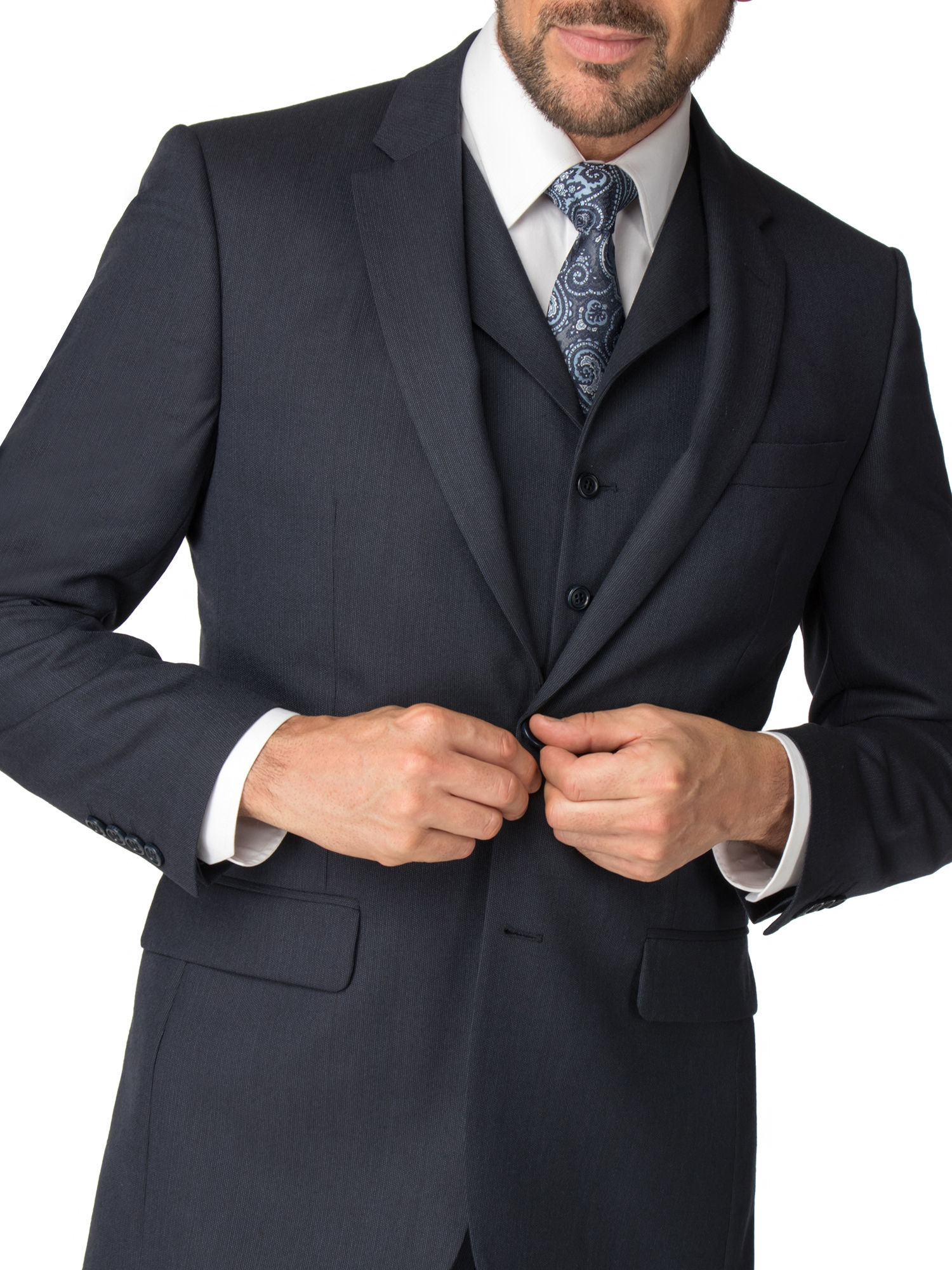 Navy Texture Regular Fit Mixer Jacket