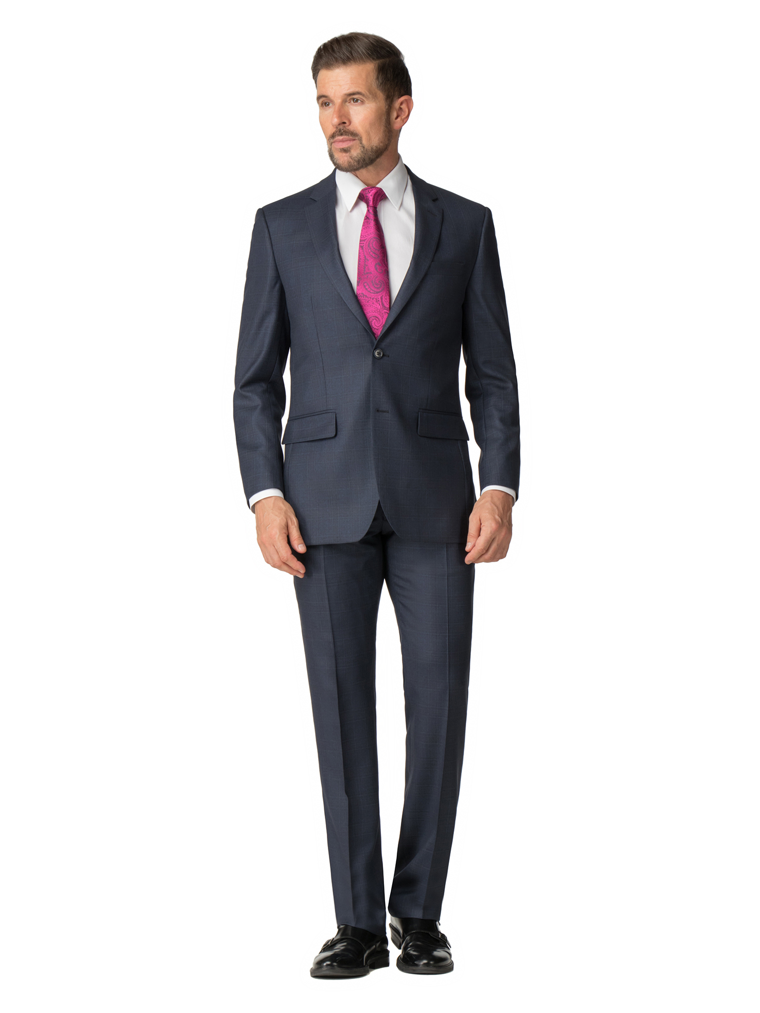 Navy Check Regular Fit Suit