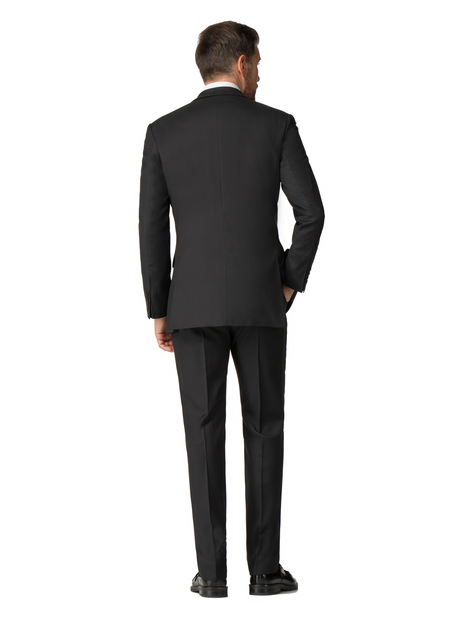 Black Herringbone Regular Fit Suit