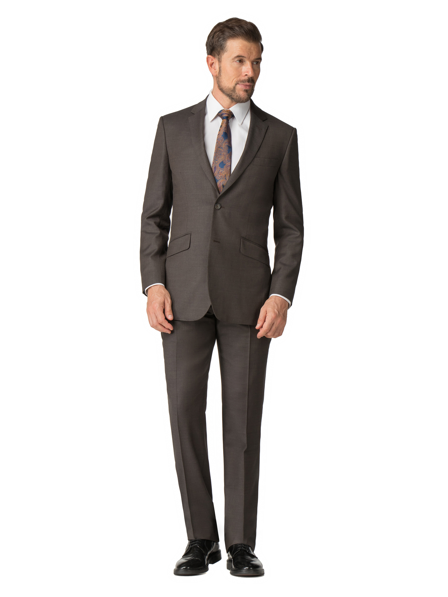 Brown Crepe Regular Fit Suit