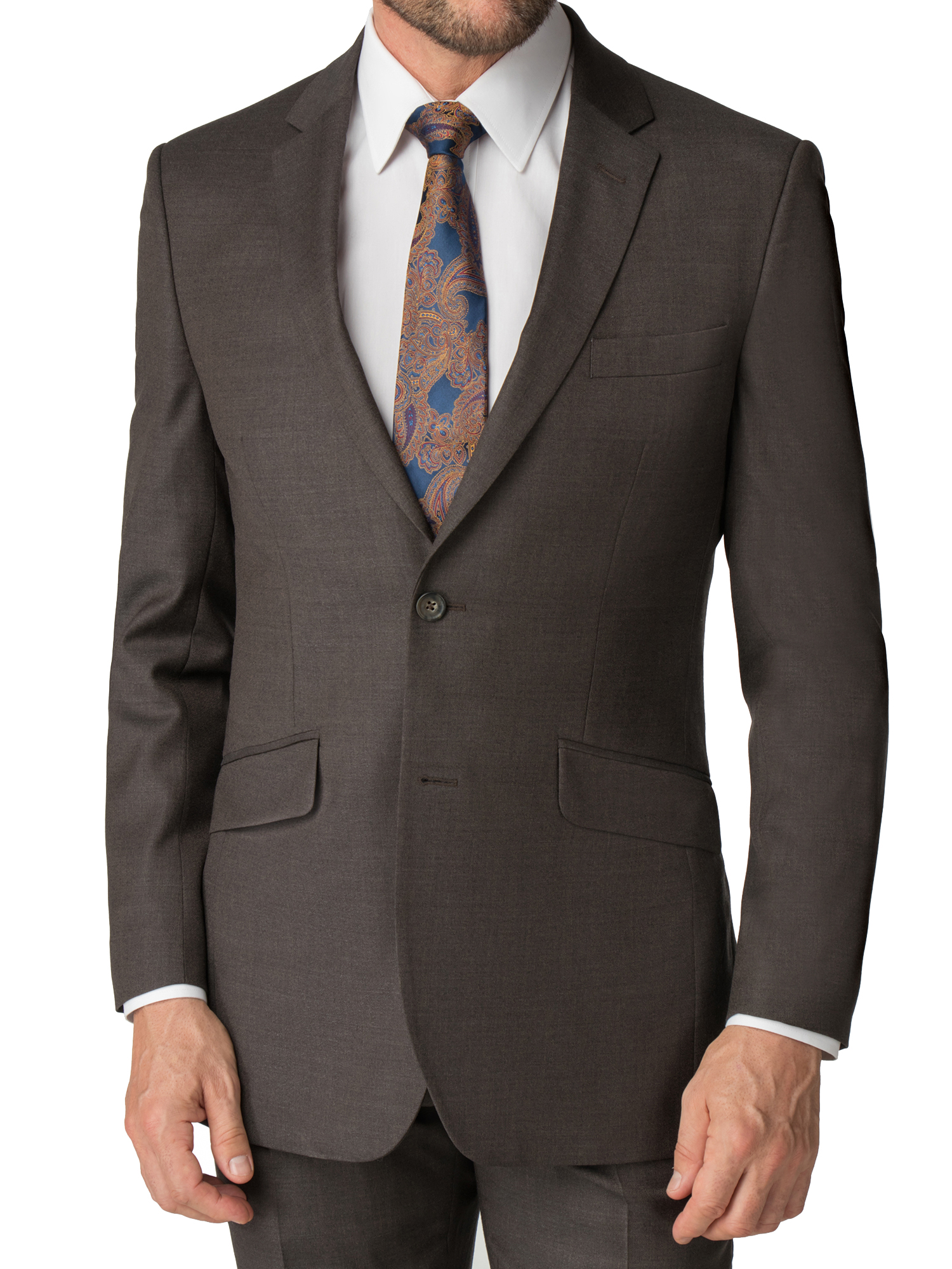 Brown Crepe Regular Fit Suit