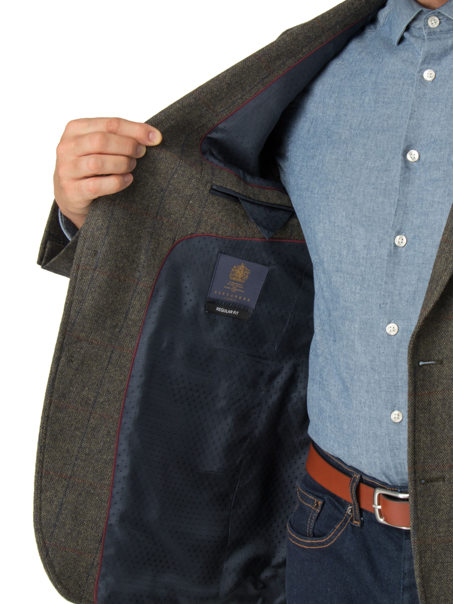 Green Check Regular Fit Sports Jacket