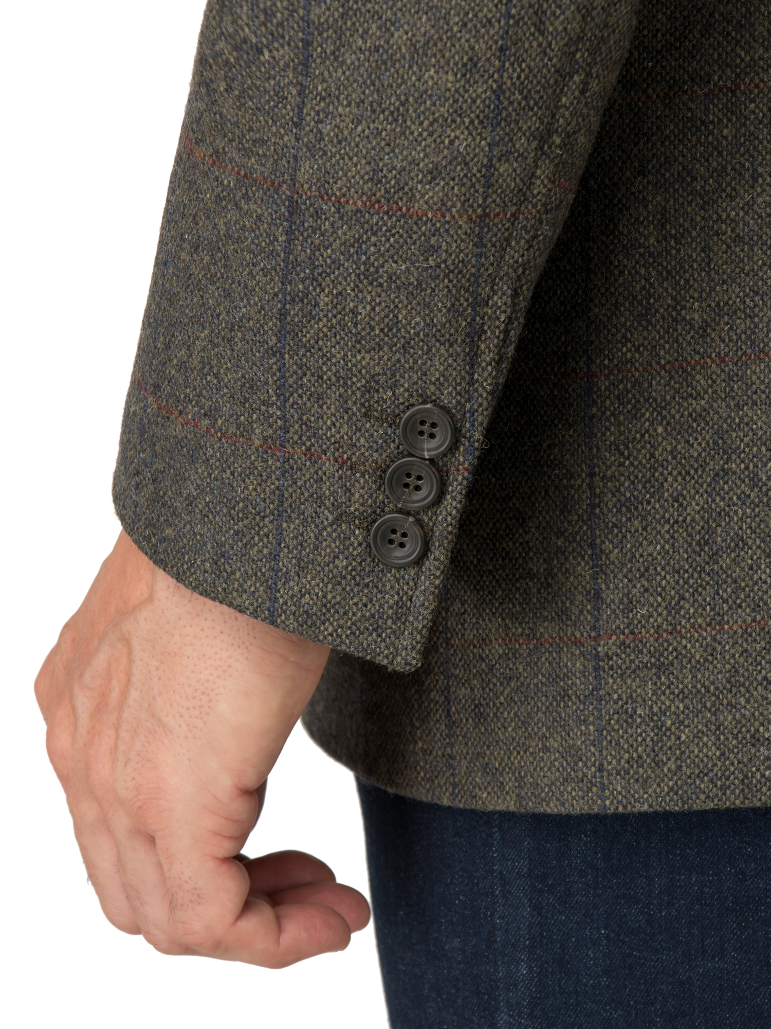 Green Check Regular Fit Sports Jacket