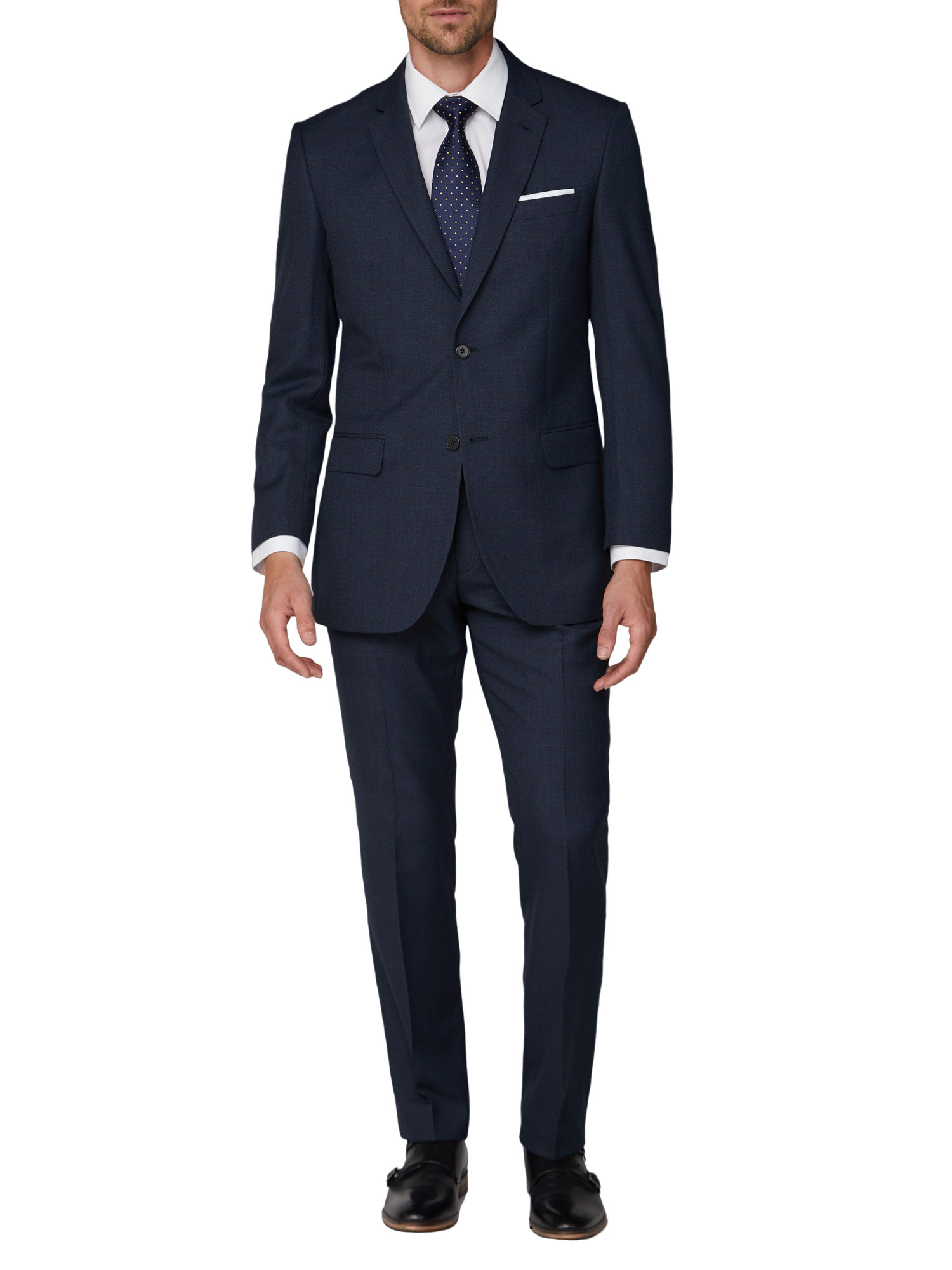 Dark Navy Brown Check Regular Fit Suit