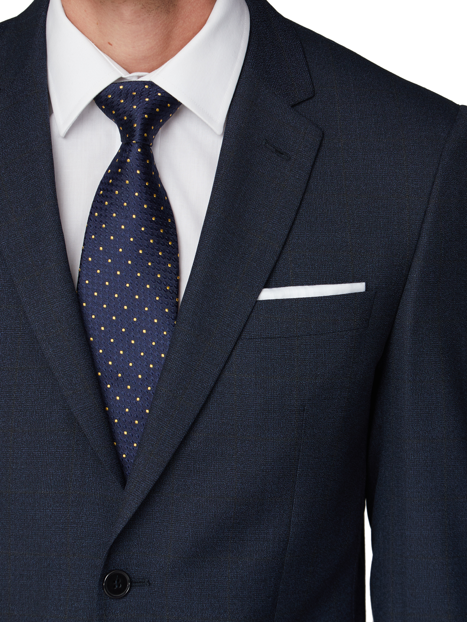 navy suit with black pants
