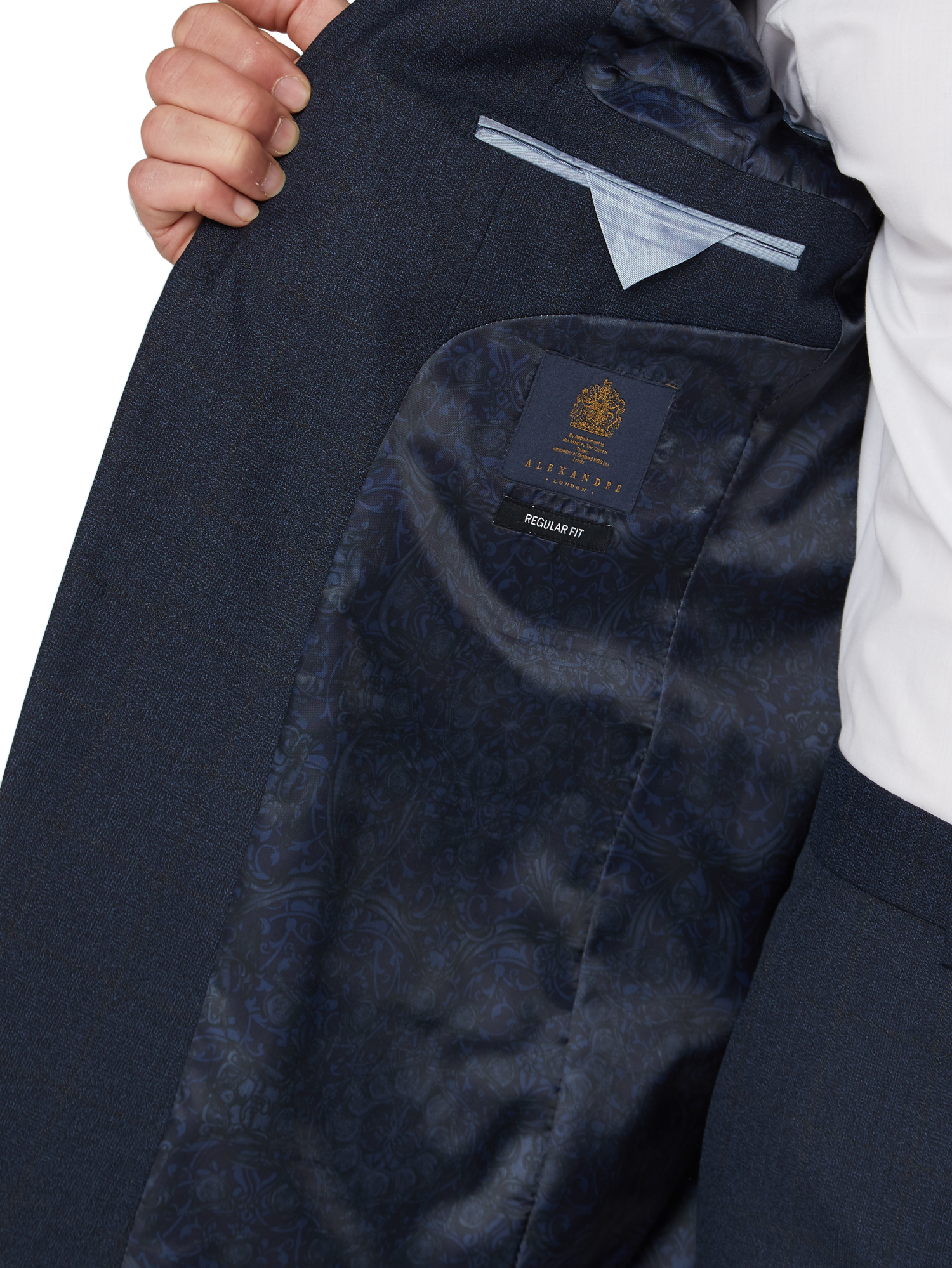 Dark Navy Brown Check Regular Fit Suit