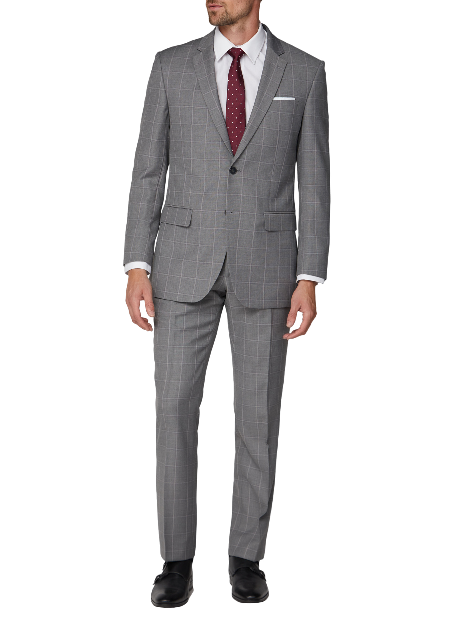 Grey Check Regular Fit Suit