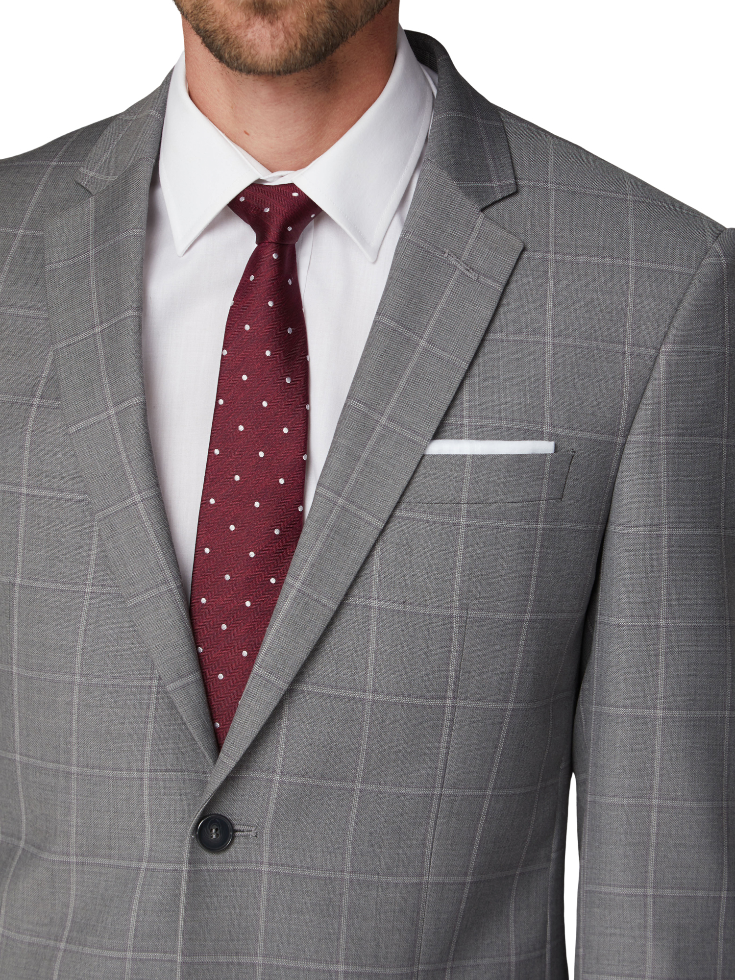 Grey Check Regular Fit Suit