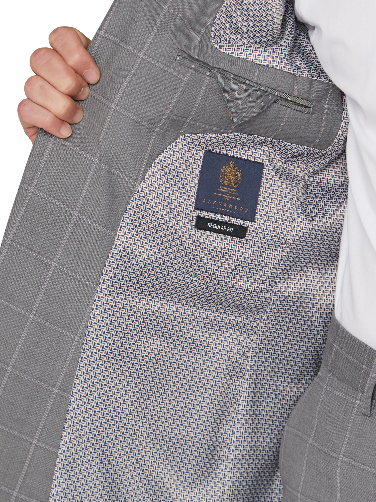 Grey Check Regular Fit Suit