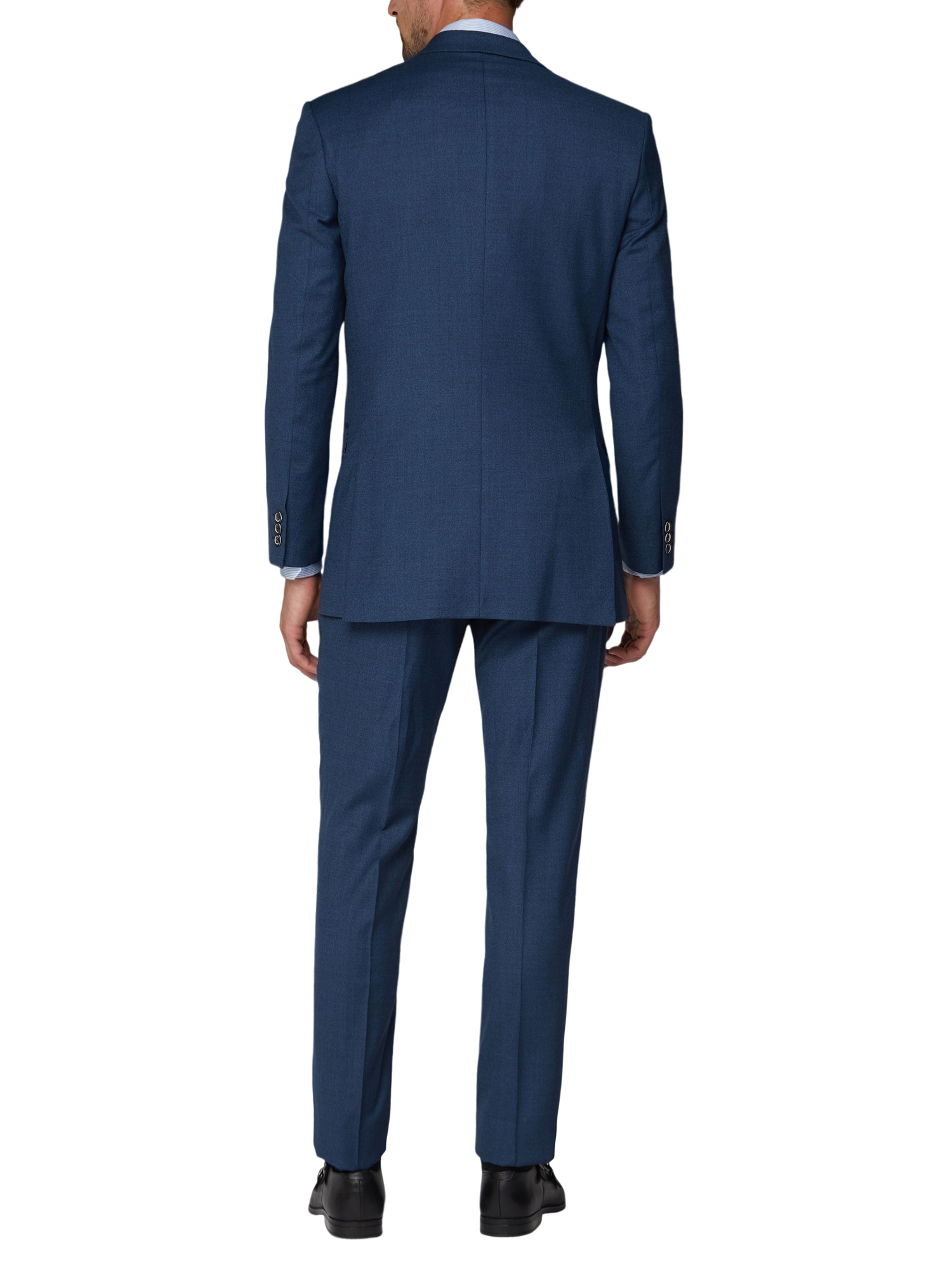 Blue Melange Regular Fit Suit