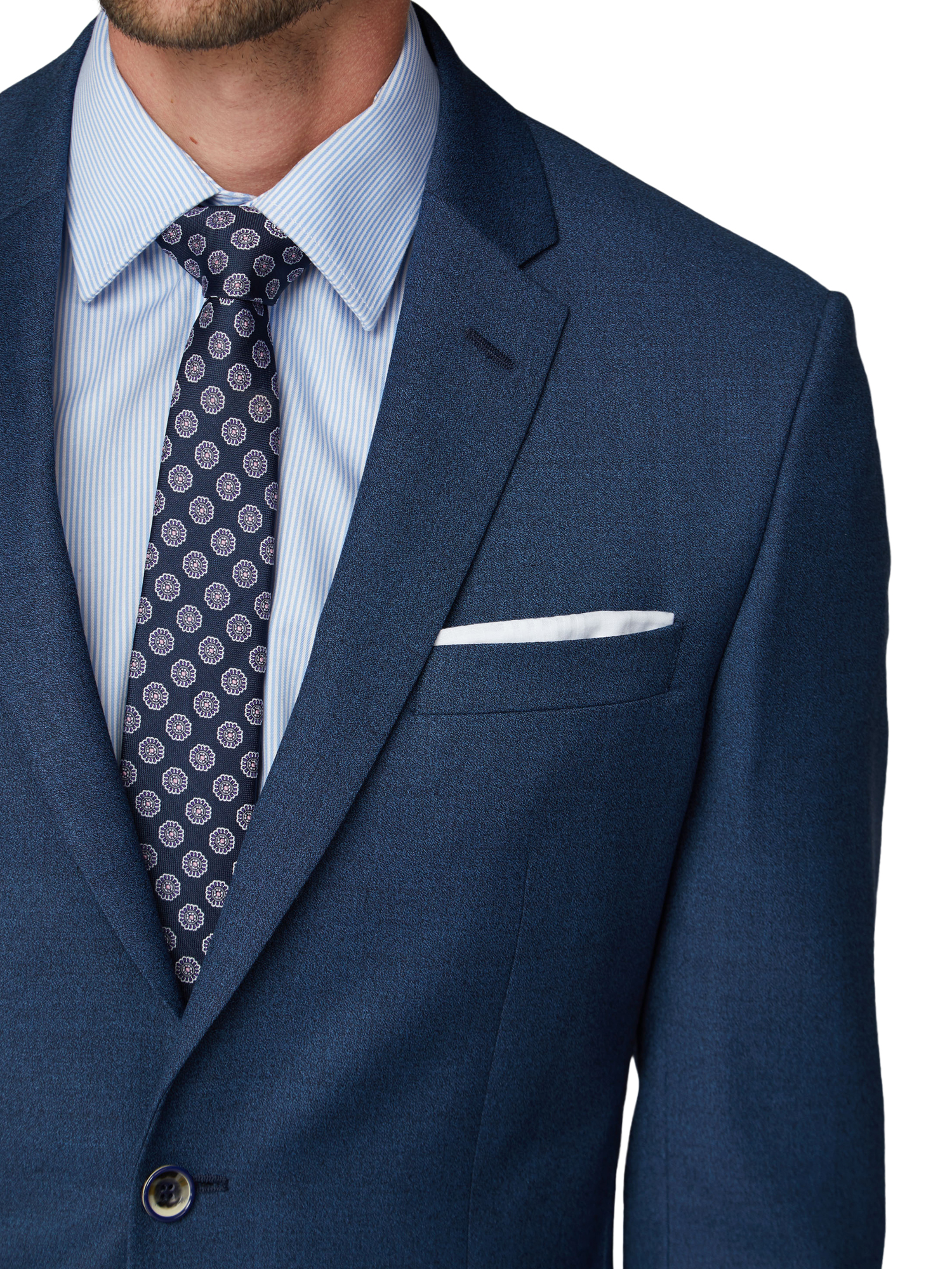 Blue Melange Regular Fit Suit
