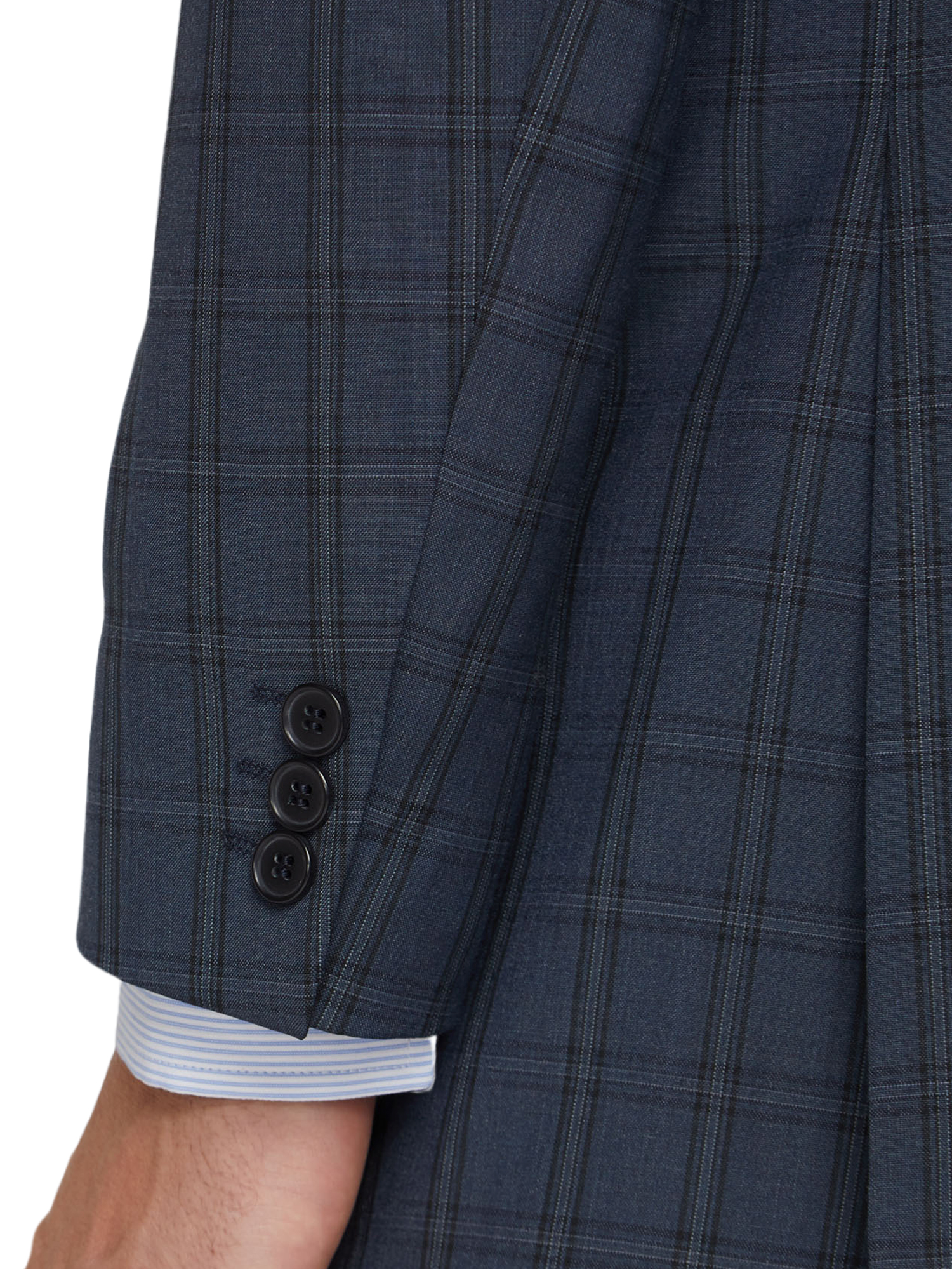 Blue with Black Overcheck Regular Fit Suit