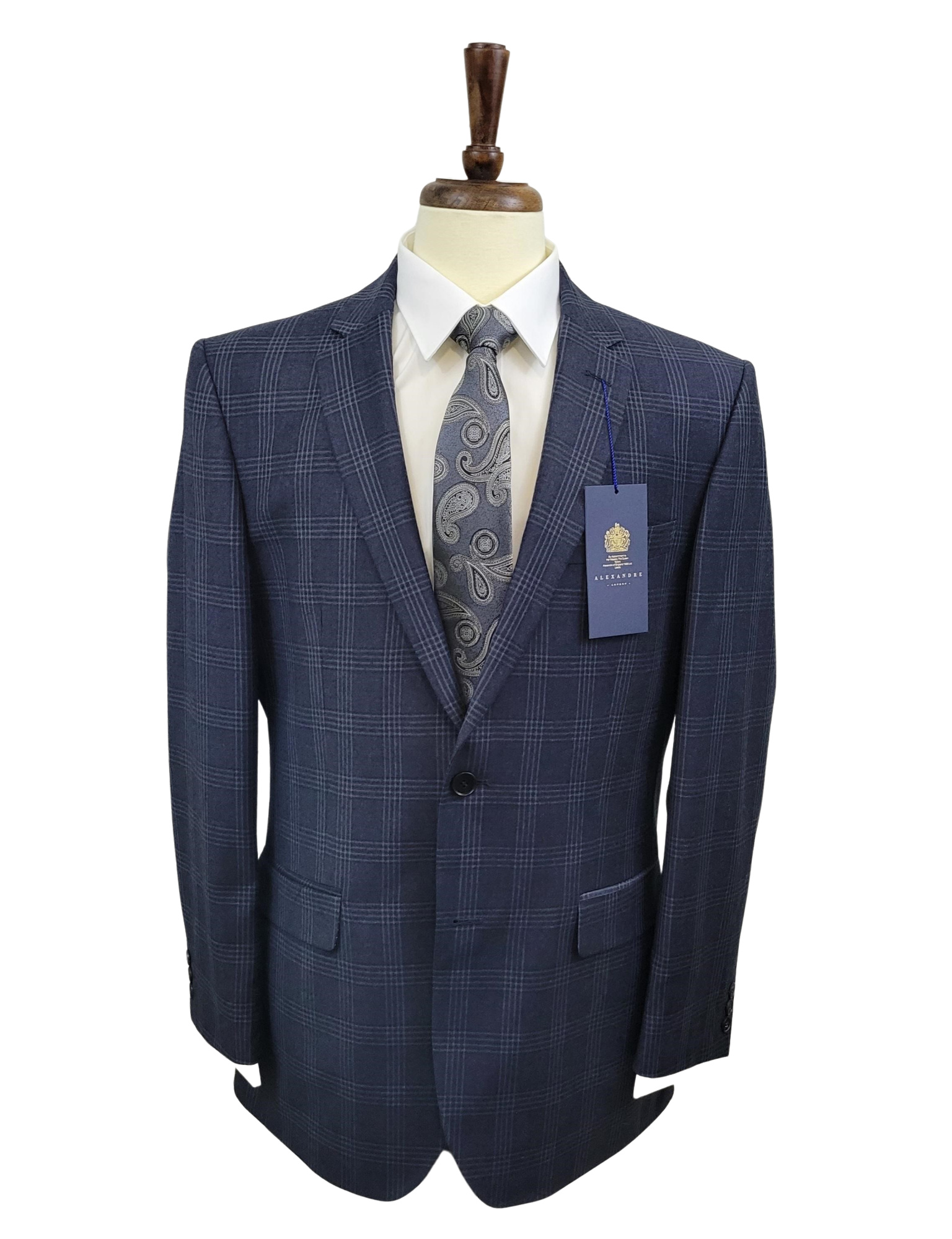 Dark Navy Blue Check Regular Fit Suit
