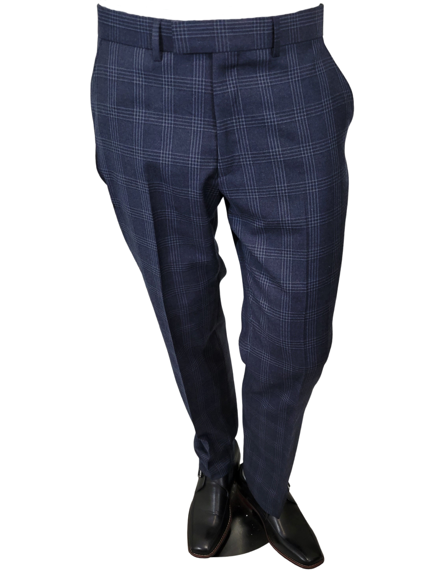 Dark Navy Blue Check Regular Fit Suit