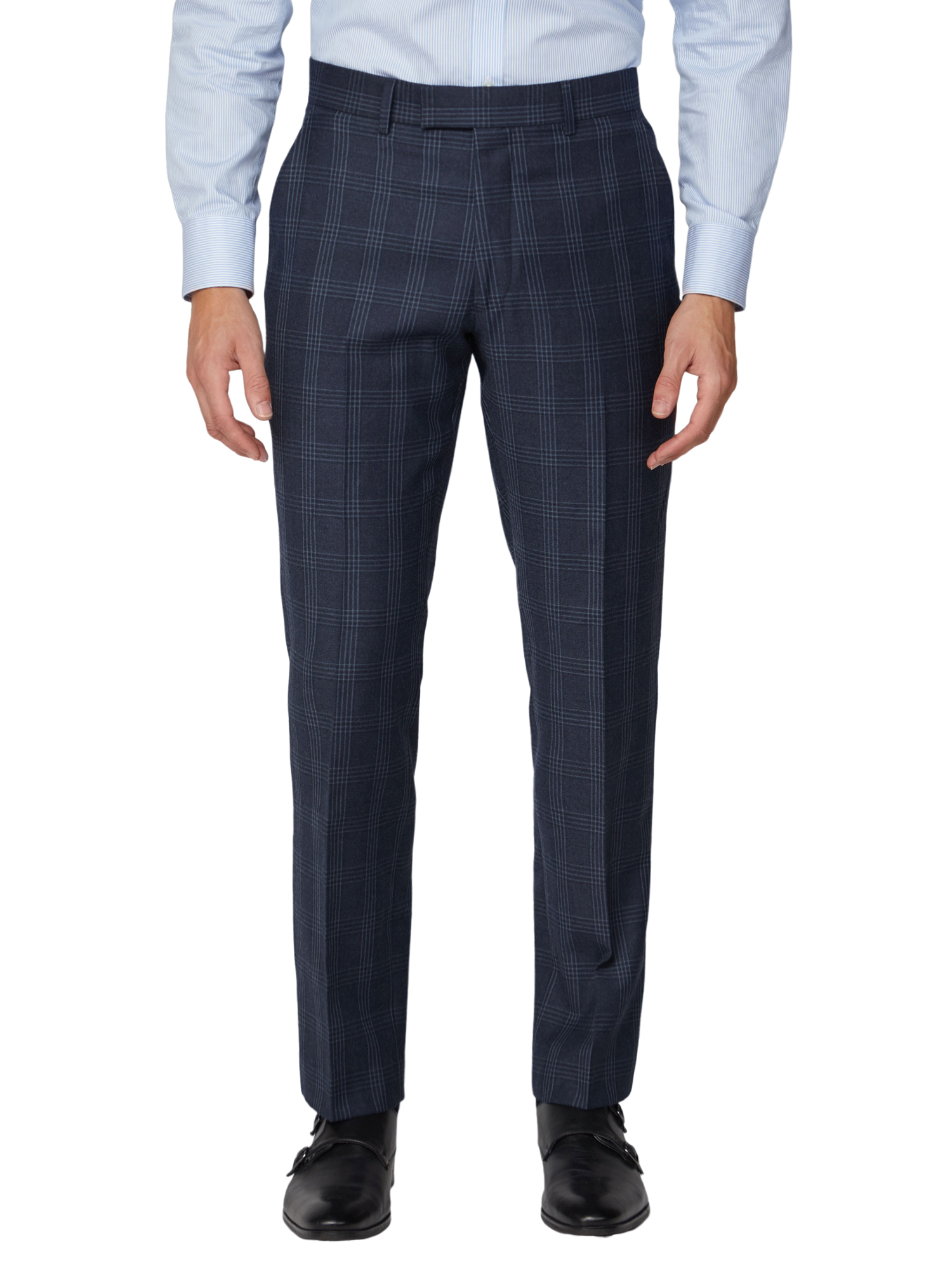 Dark Navy Blue Check Regular Fit Suit