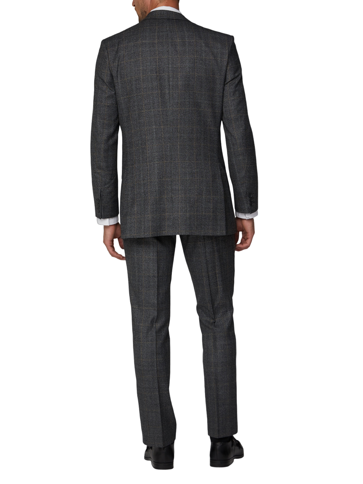 Charcoal and Brown Check Regular Fit Suit