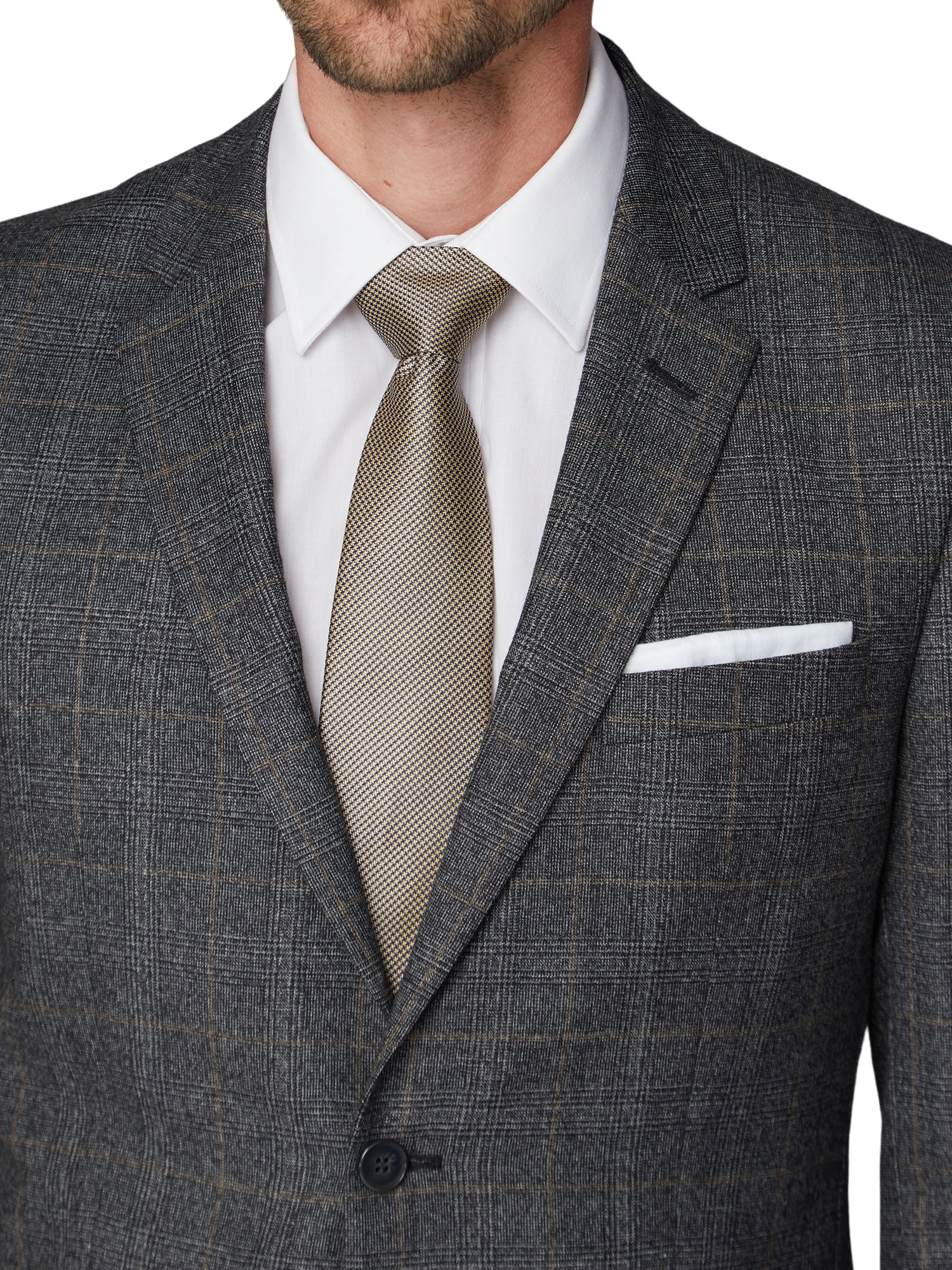 Charcoal and Brown Check Regular Fit Suit