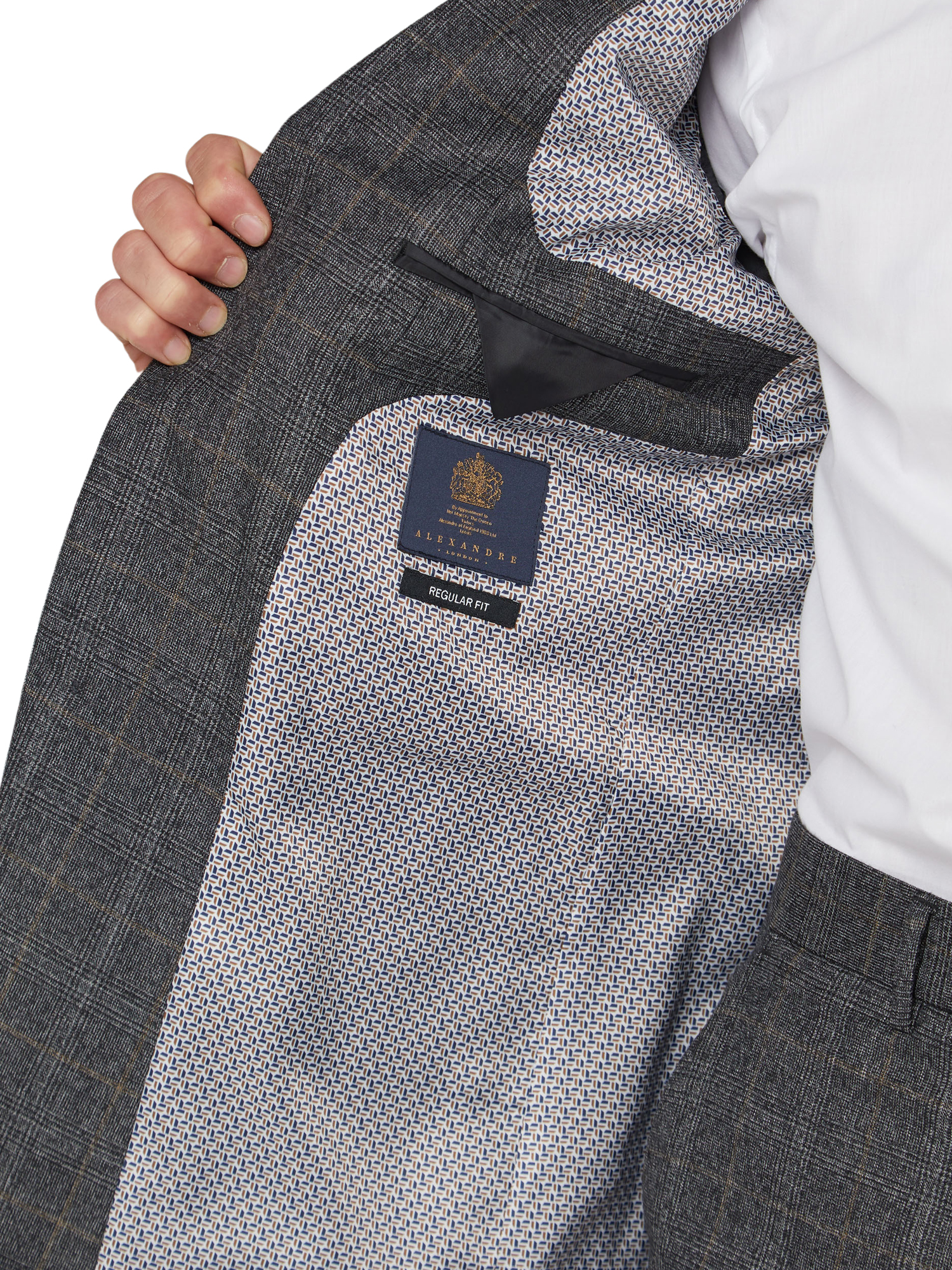 Charcoal and Brown Check Regular Fit Suit