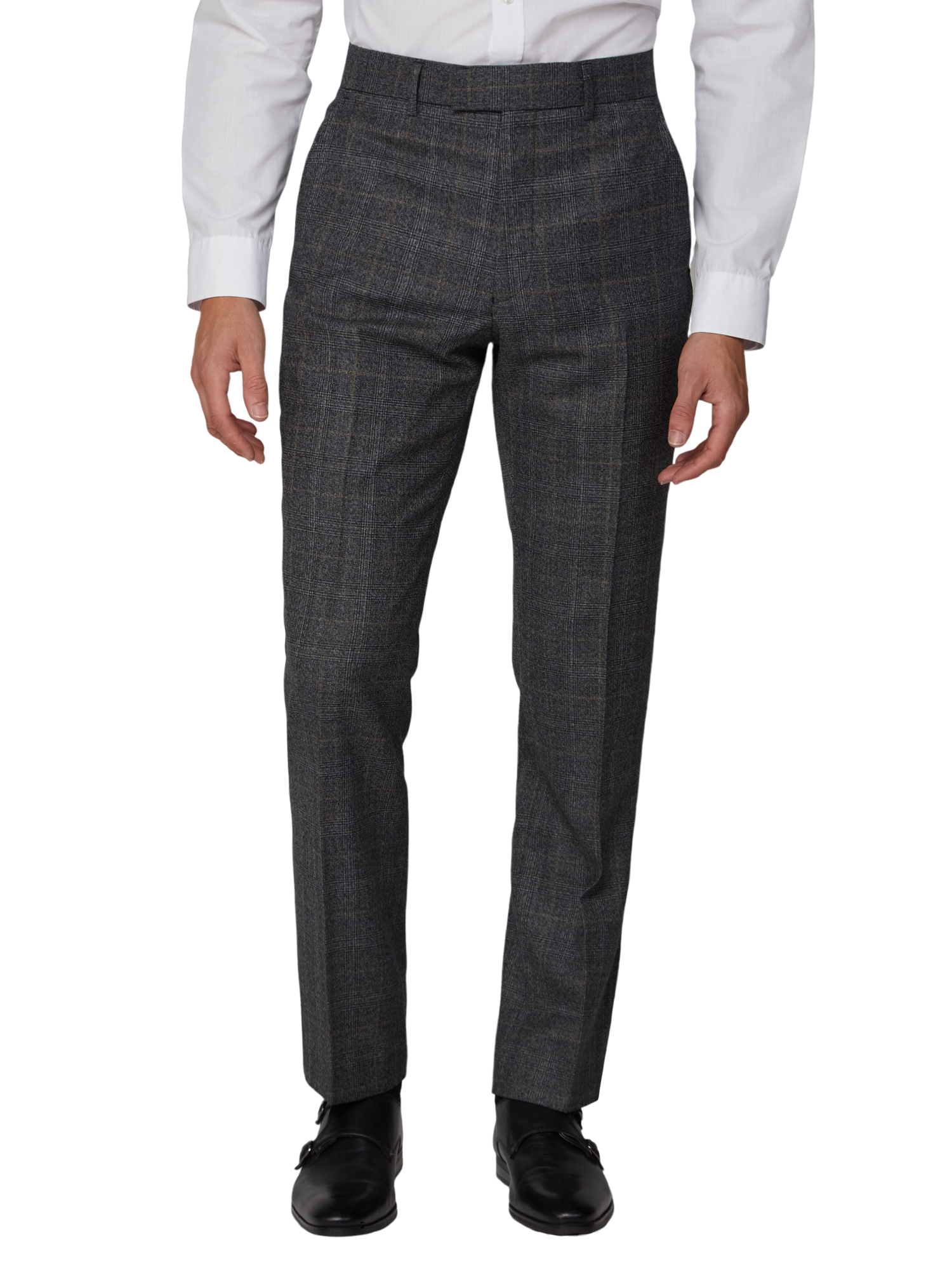 Charcoal and Brown Check Regular Fit Suit