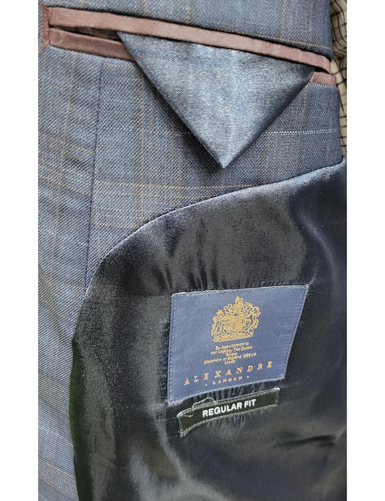 DEEP BLUE CARAMEL CHECK 2PCE SUIT