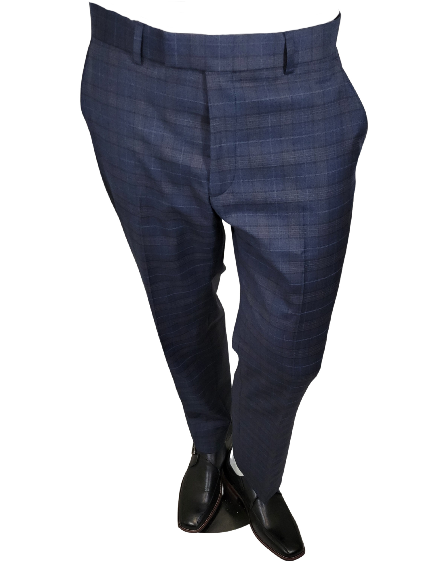 DEEP BLUE CARAMEL CHECK 2PCE SUIT