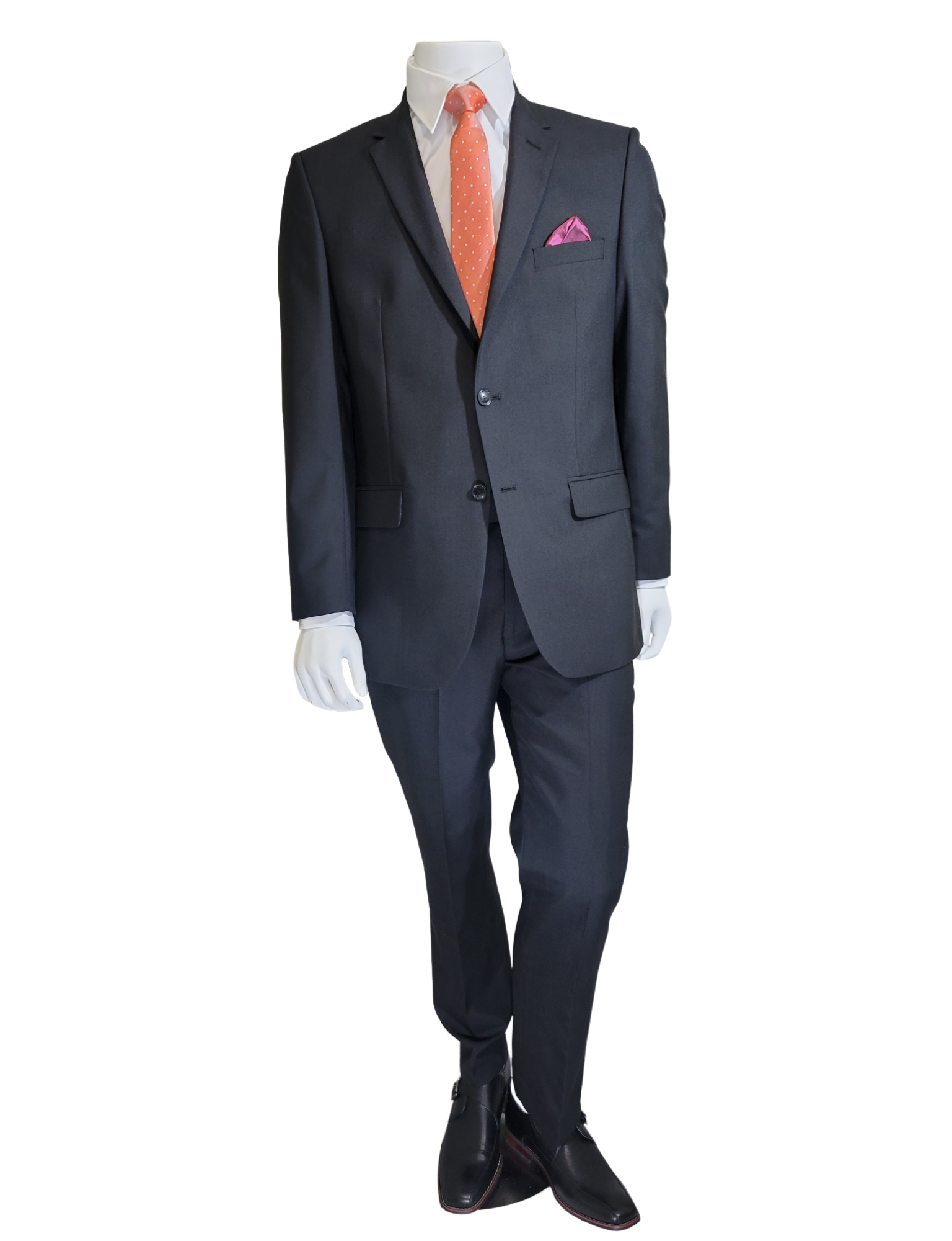 PLAIN BLACK REGULAR FIT 2 PIECE SUIT